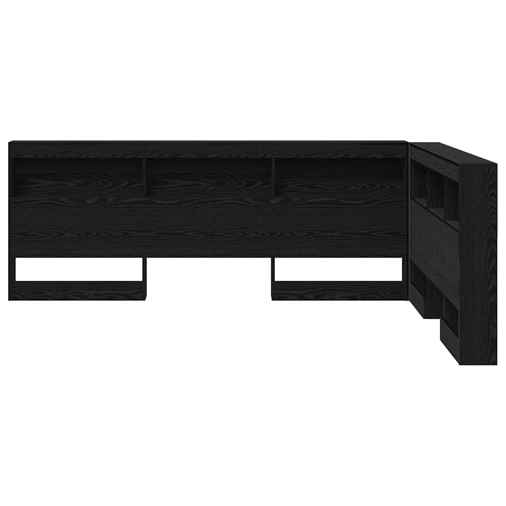 Storage Headboard Black Oak Engineered Wood
