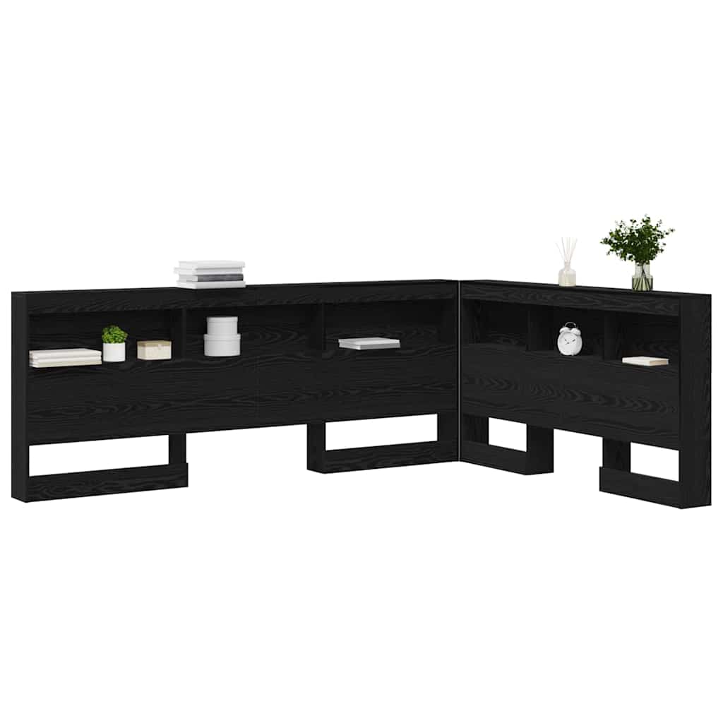 Storage Headboard Black Oak Engineered Wood