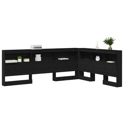 Storage Headboard Black Oak Engineered Wood