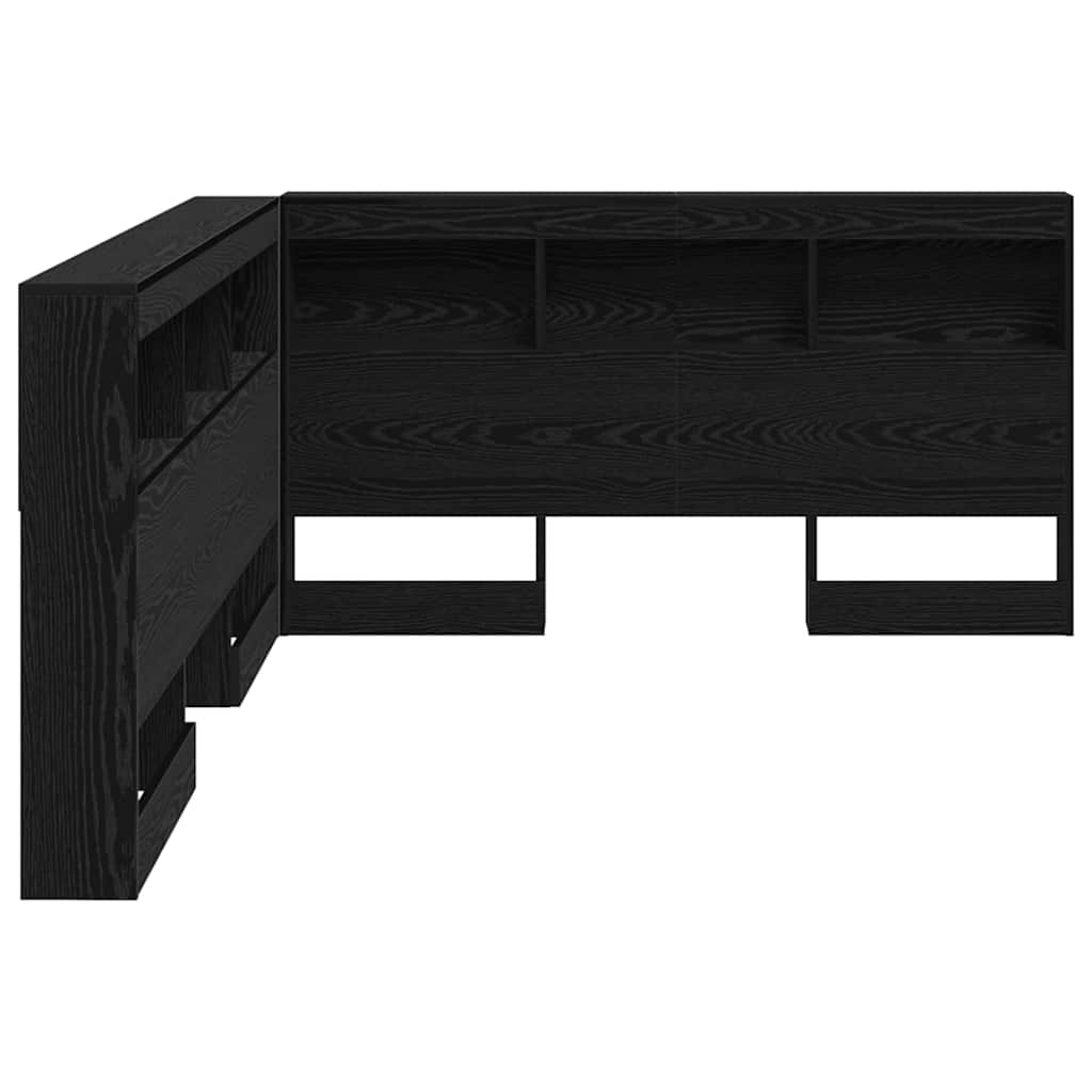 Storage Headboard Black Oak Engineered Wood