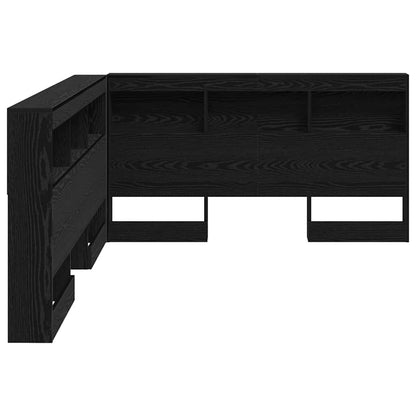 Storage Headboard with Shelf Black Oak 160 cm Engineered Wood