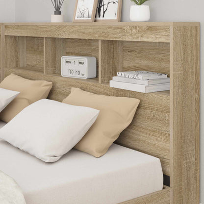 Storage Headboard with Shelf Sonoma Oak 160 cm Engineered Wood