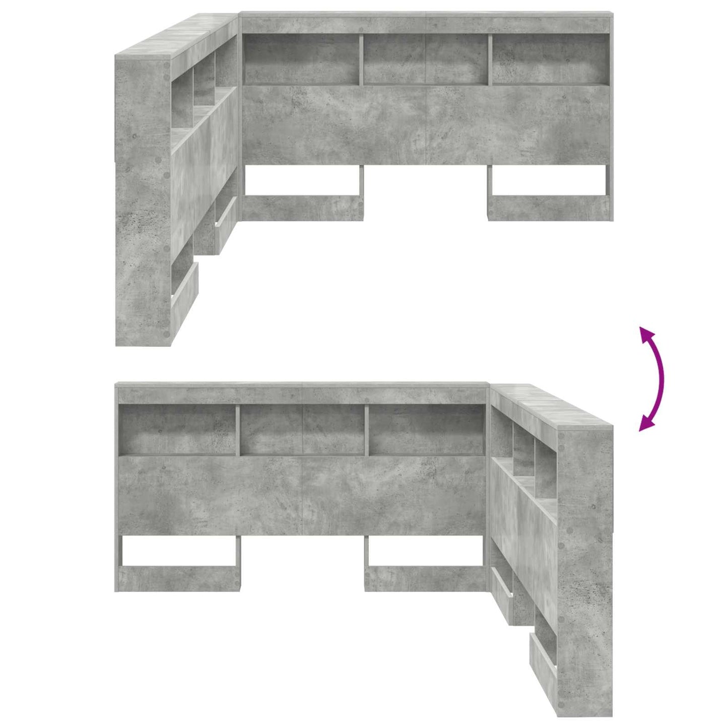 Storage Headboard Concrete Grey 160 cm Engineered Wood