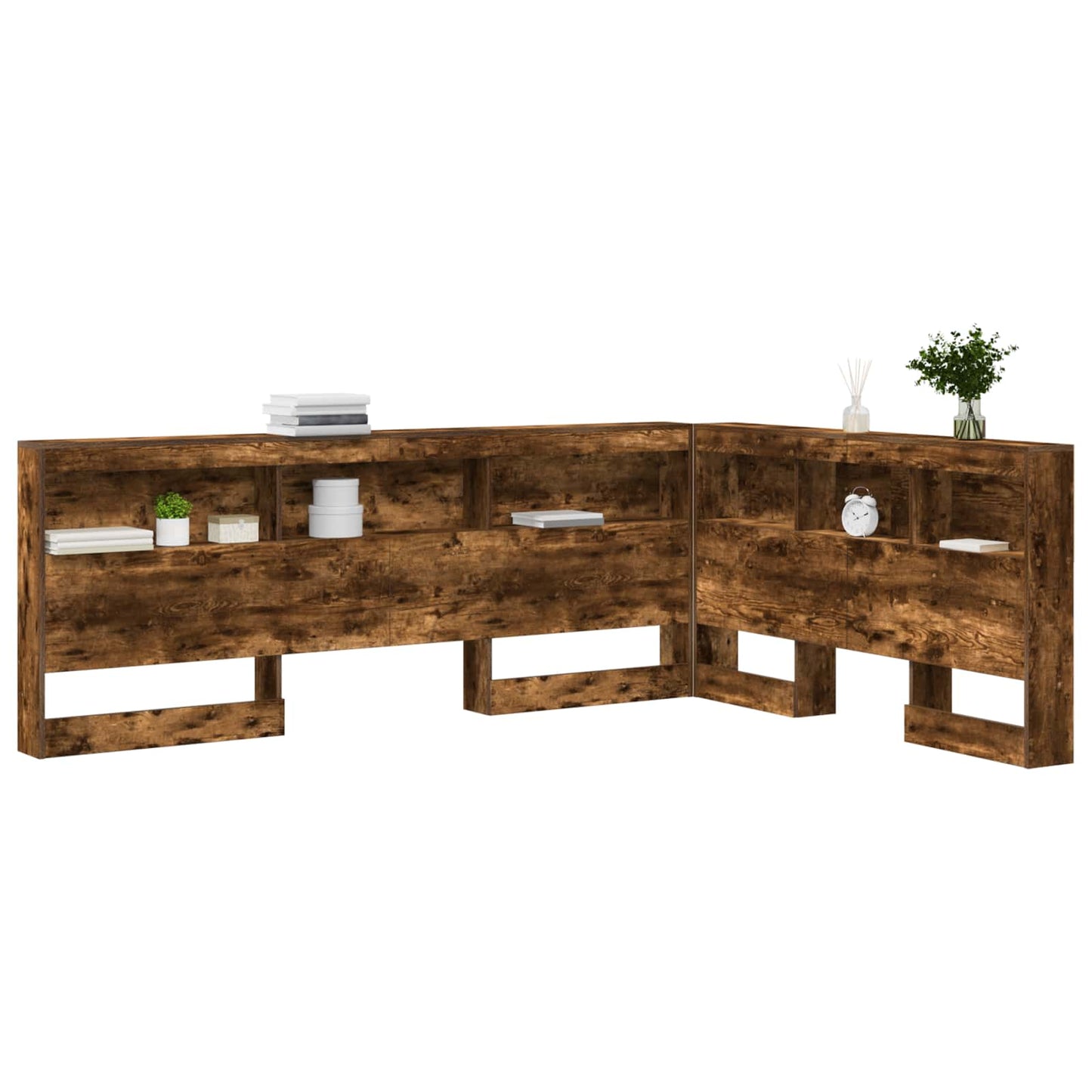 Storage Headboard with Shelf Smoked Oak 160 cm Engineered Wood