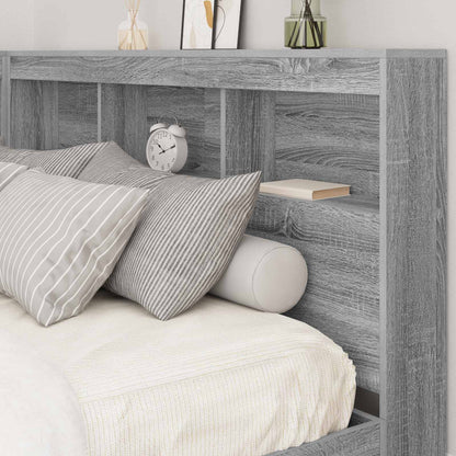 Storage Headboard with Shelf Grey Sonoma 160 cm Engineered Wood