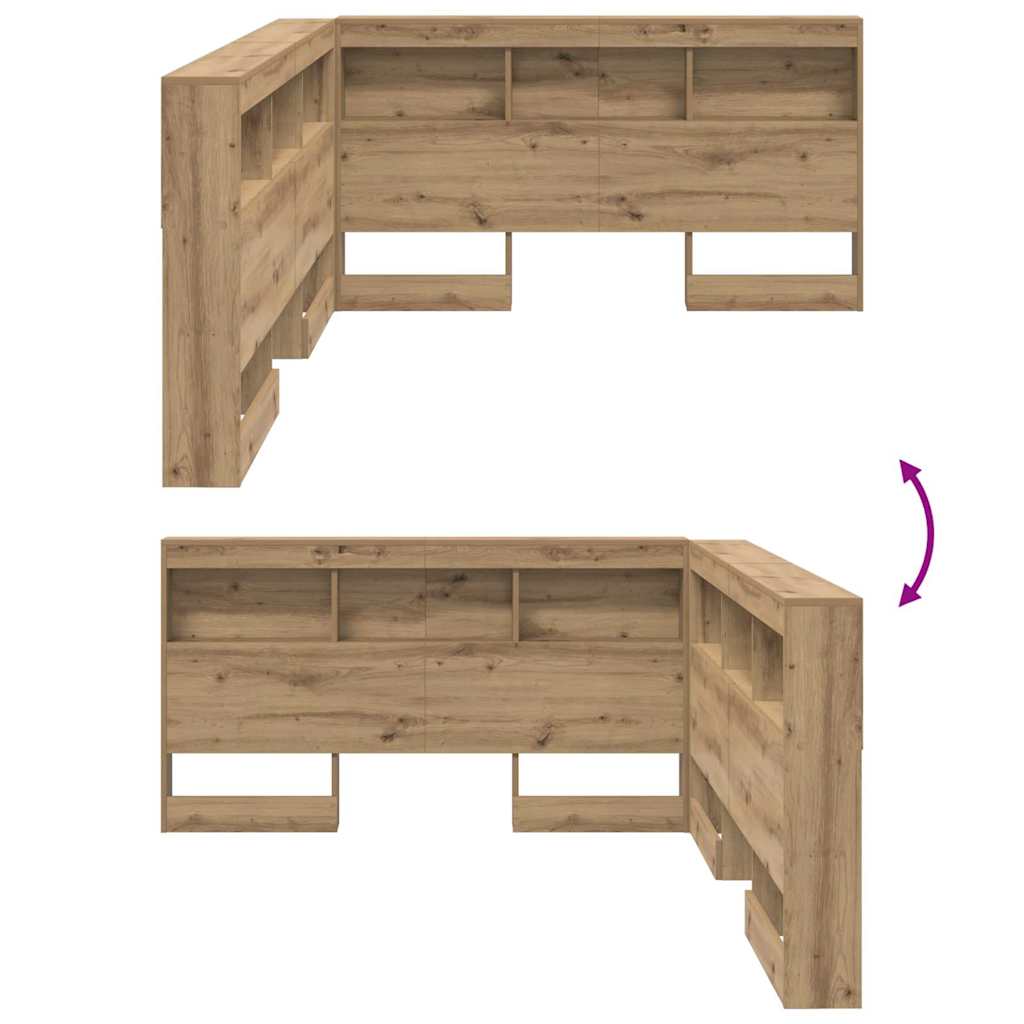 Storage Headboard with Shelf Artisan Oak 160 cm Engineered Wood