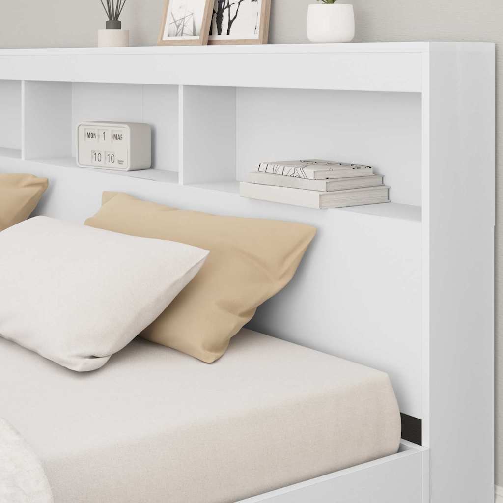 Storage Headboard White Engineered Wood