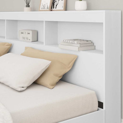 Storage Headboard White Engineered Wood