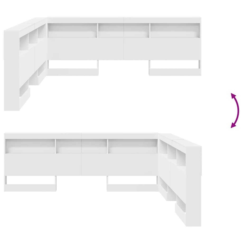 Storage Headboard White Engineered Wood