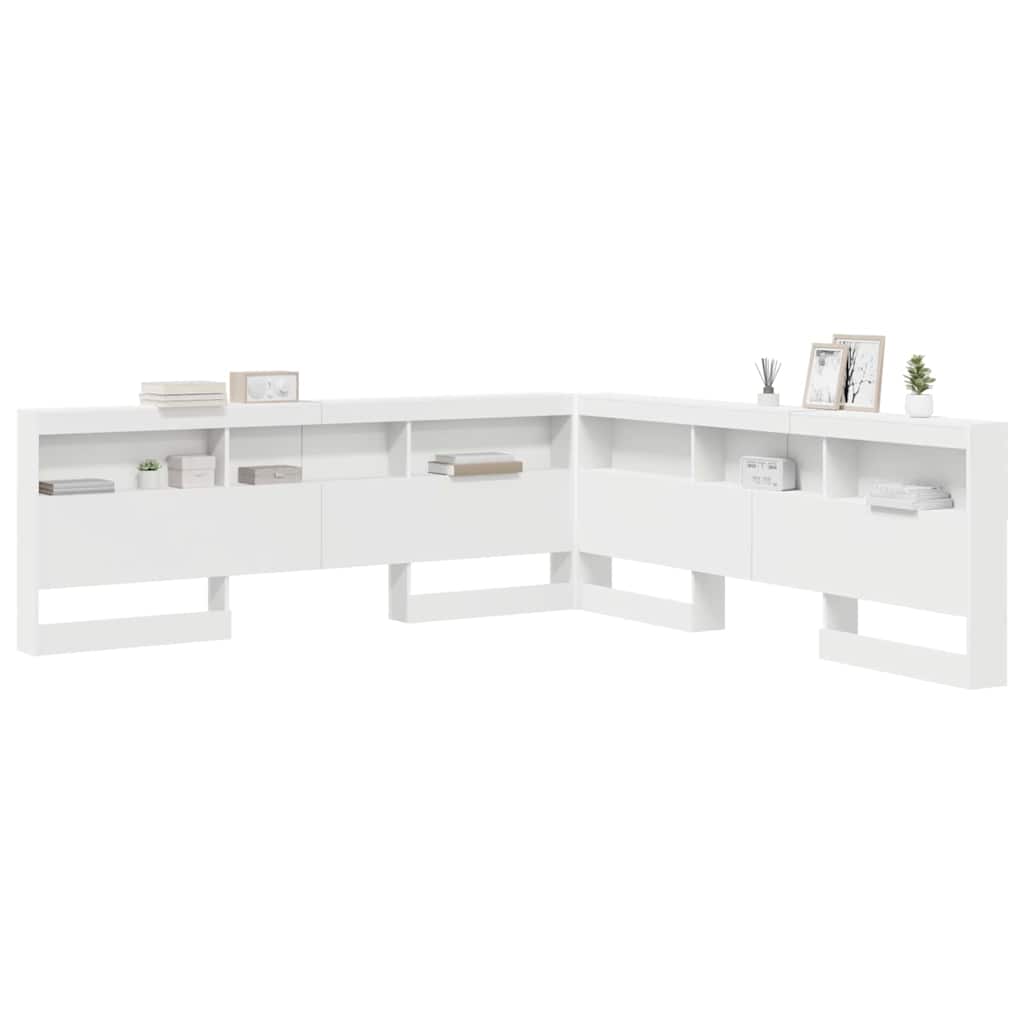 Storage Headboard White Engineered Wood
