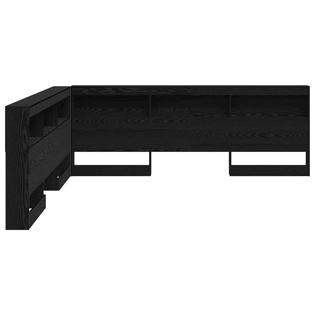 Storage Headboard Black Oak Engineered Wood