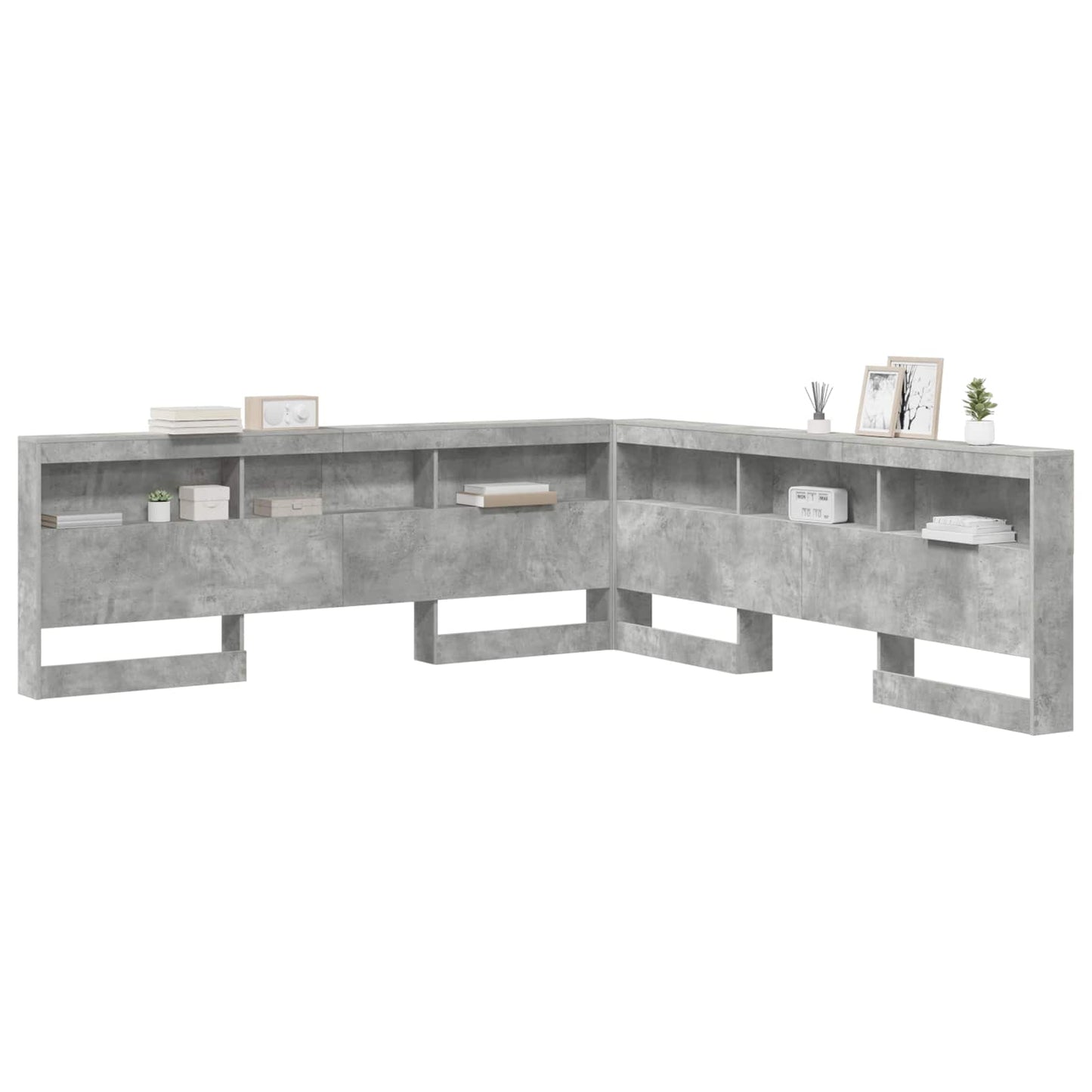 Storage Headboard Concrete Grey 180 cm Engineered Wood