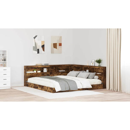 Storage Headboard with Shelf Smoked Oak 180 cm Engineered Wood