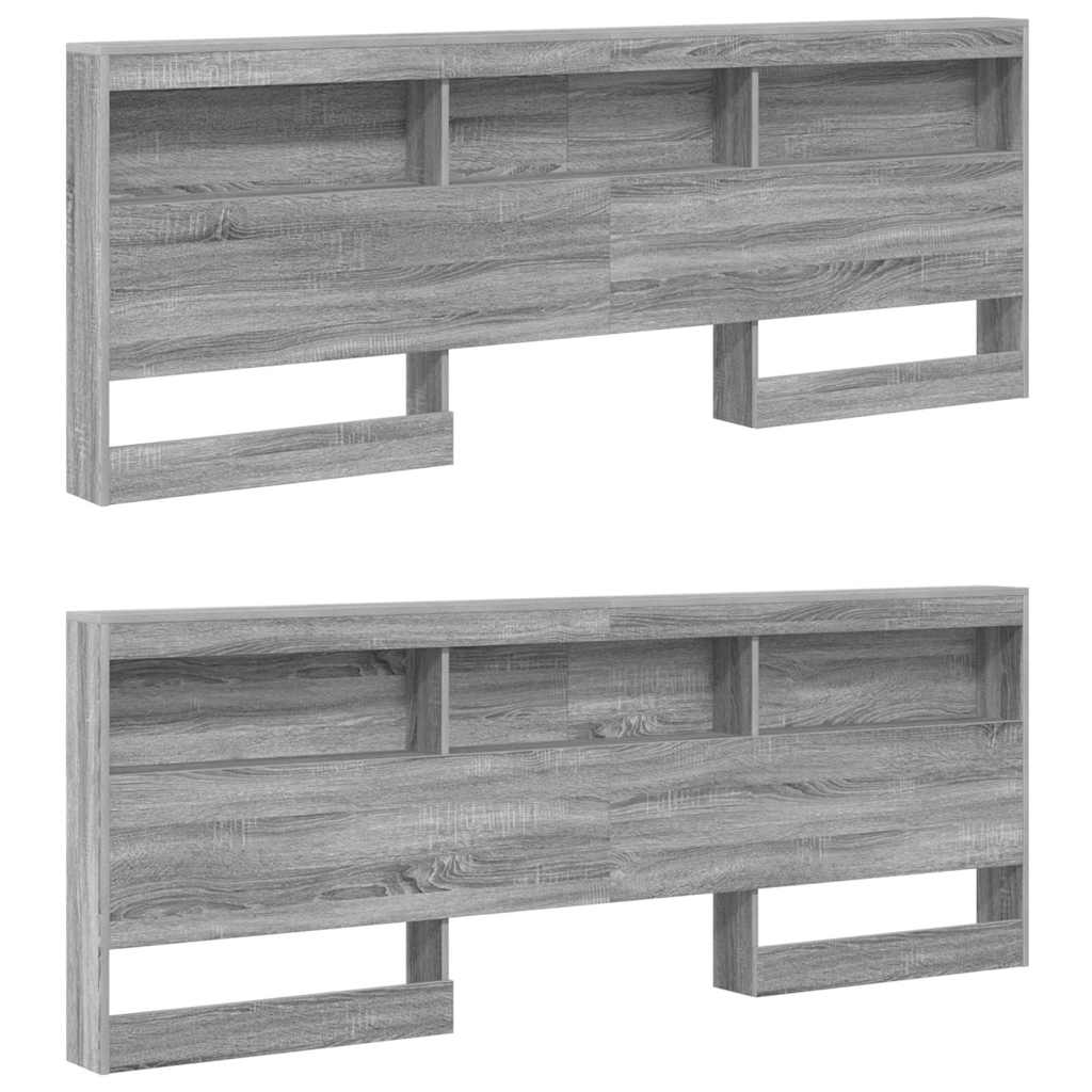 Storage Headboard with Shelf Grey Sonoma 180 cm Engineered Wood