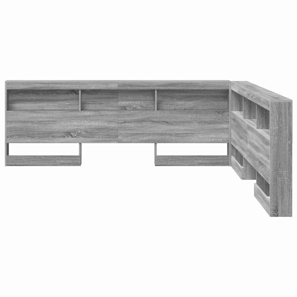 Storage Headboard with Shelf Grey Sonoma 180 cm Engineered Wood