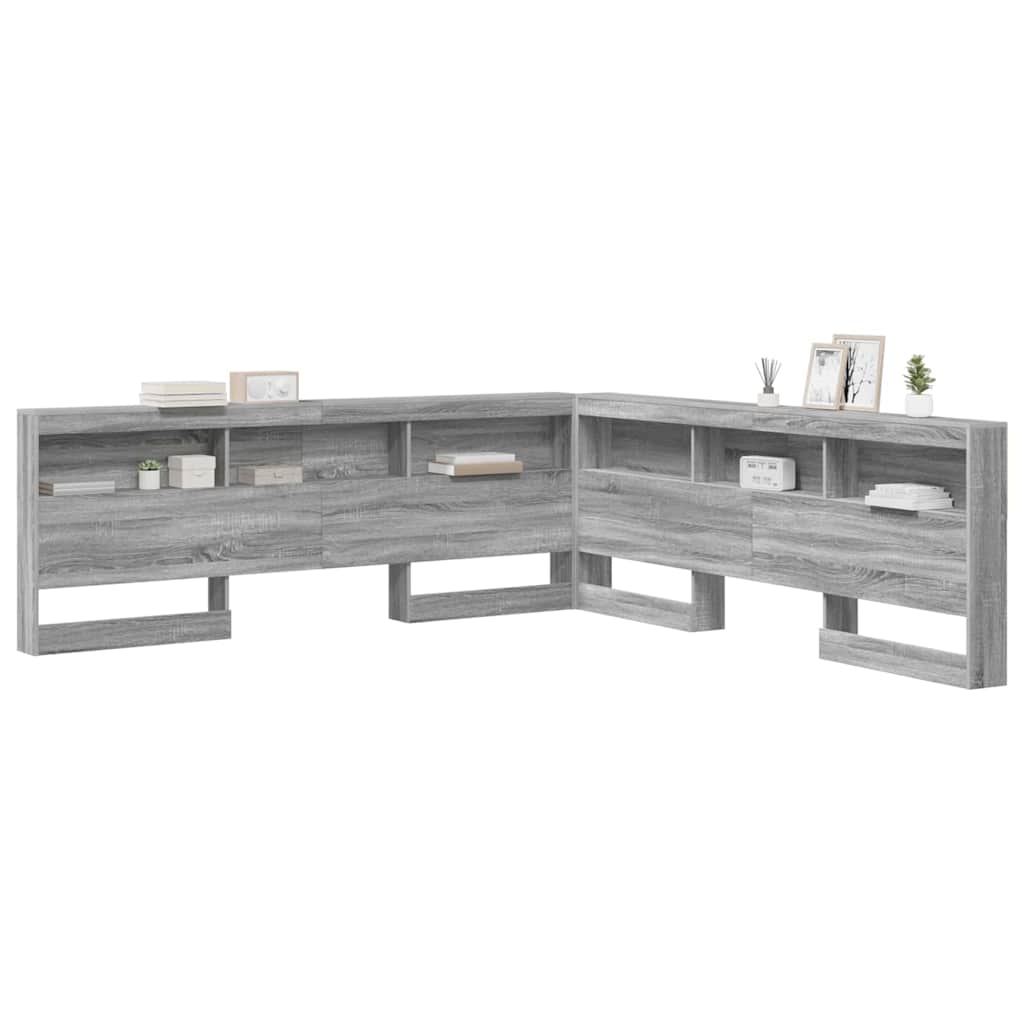 Storage Headboard with Shelf Grey Sonoma 180 cm Engineered Wood