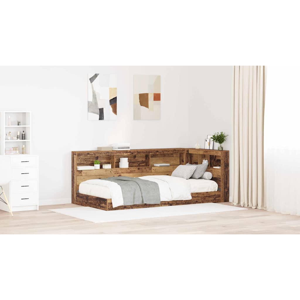 Storage Headboard with Shelf Old Wood 90 cm Engineered Wood