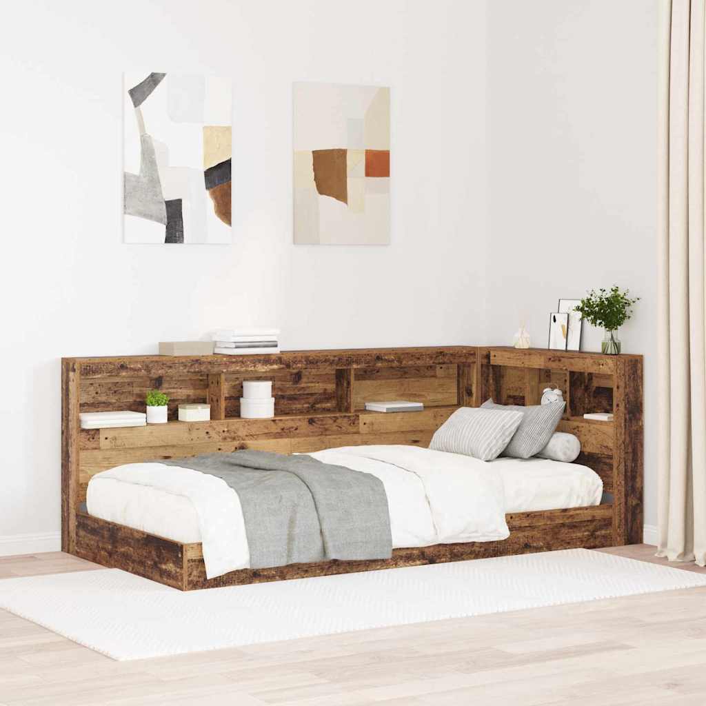 Storage Headboard with Shelf Old Wood 90 cm Engineered Wood