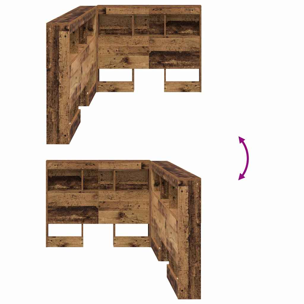 Storage Headboard with Shelf Old Wood 90 cm Engineered Wood