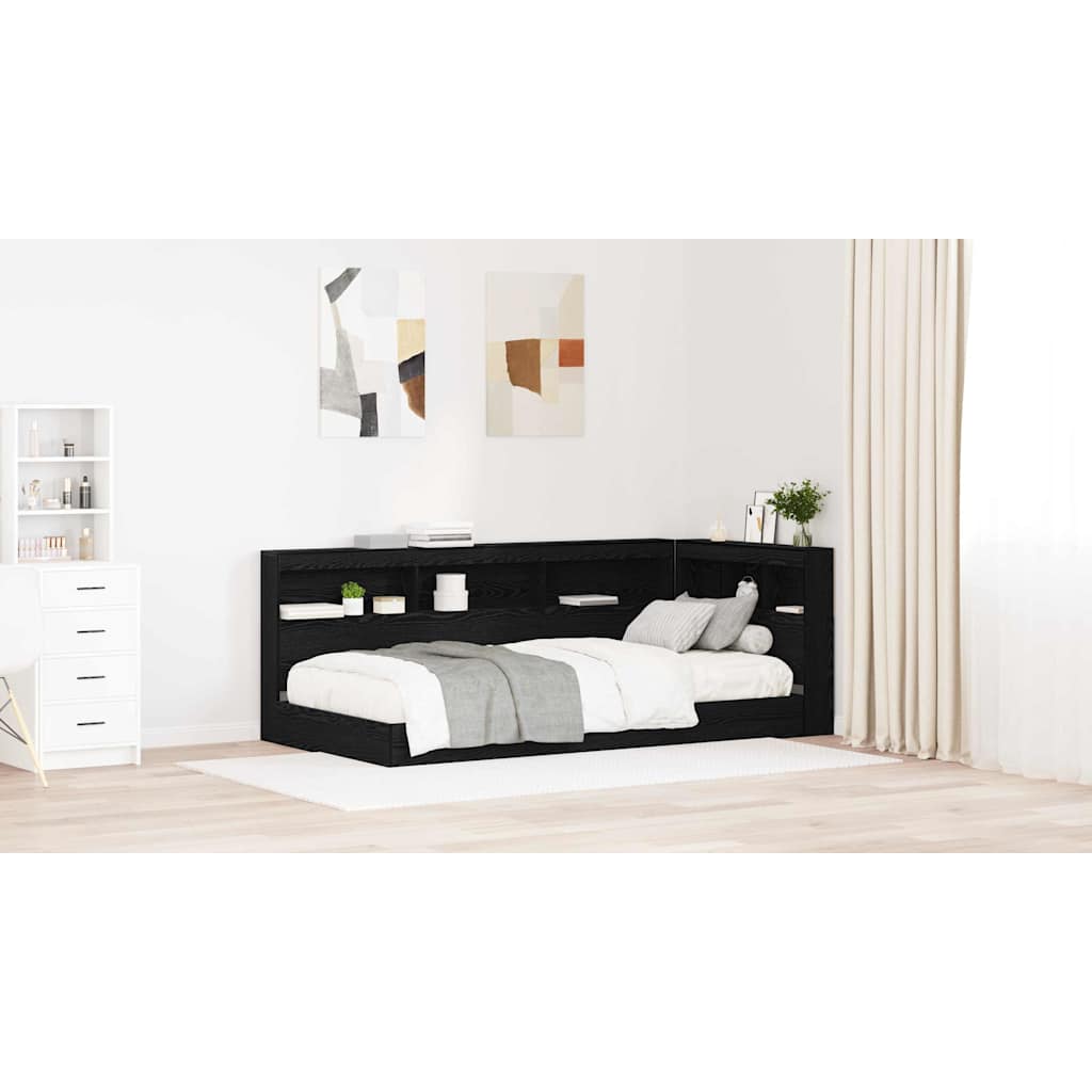 Storage Headboard with Shelf Black Oak 75 cm Engineered Wood