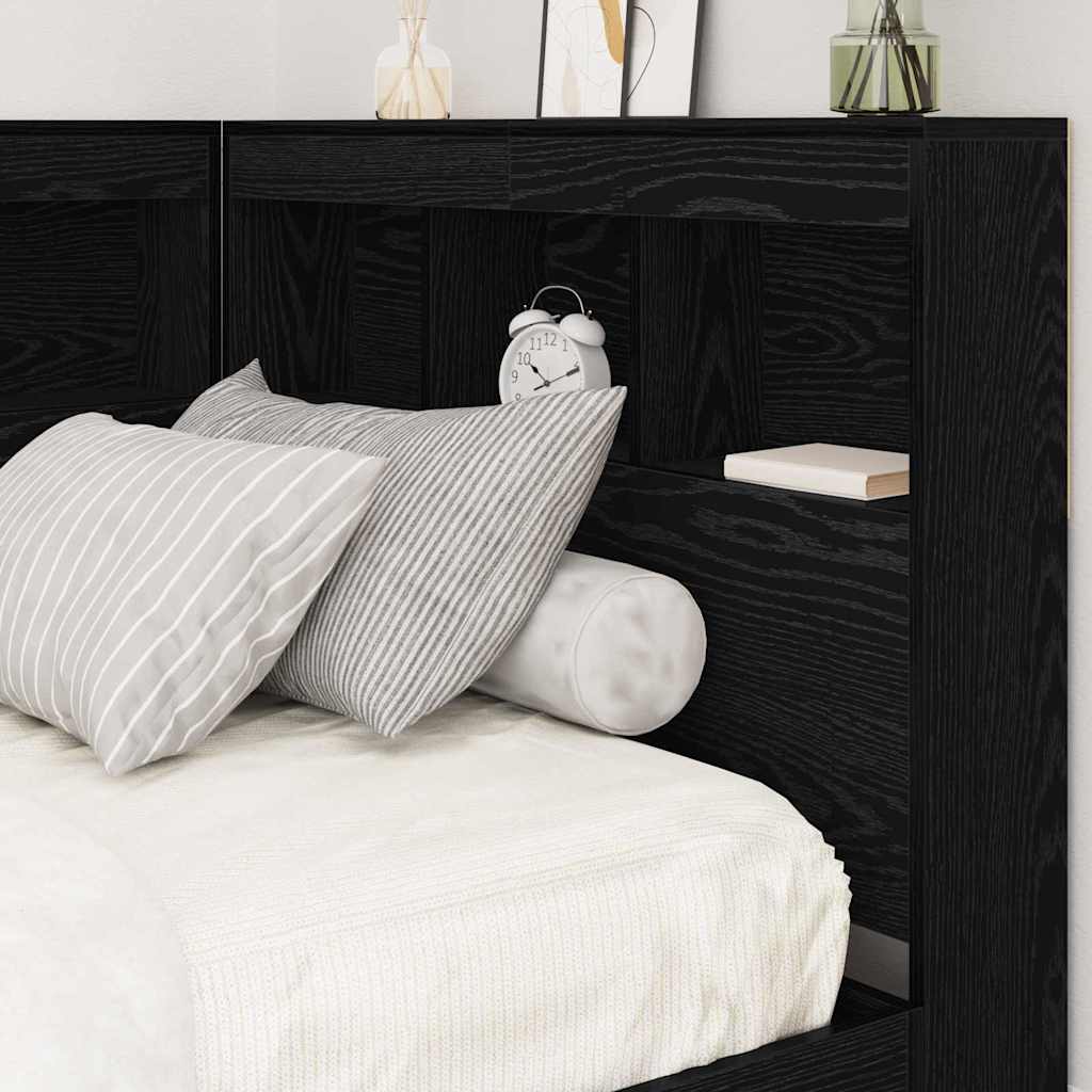 Storage Headboard with Shelf Black Oak 75 cm Engineered Wood