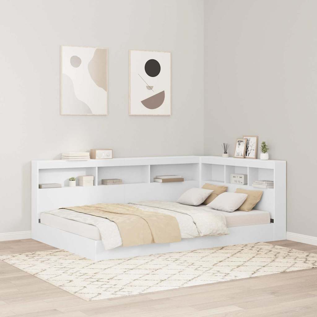 Storage Headboard White 207.5 x 137.5 x 76.5 cm Engineered Wood