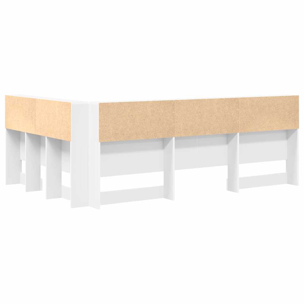 Storage Headboard White 207.5 x 137.5 x 76.5 cm Engineered Wood