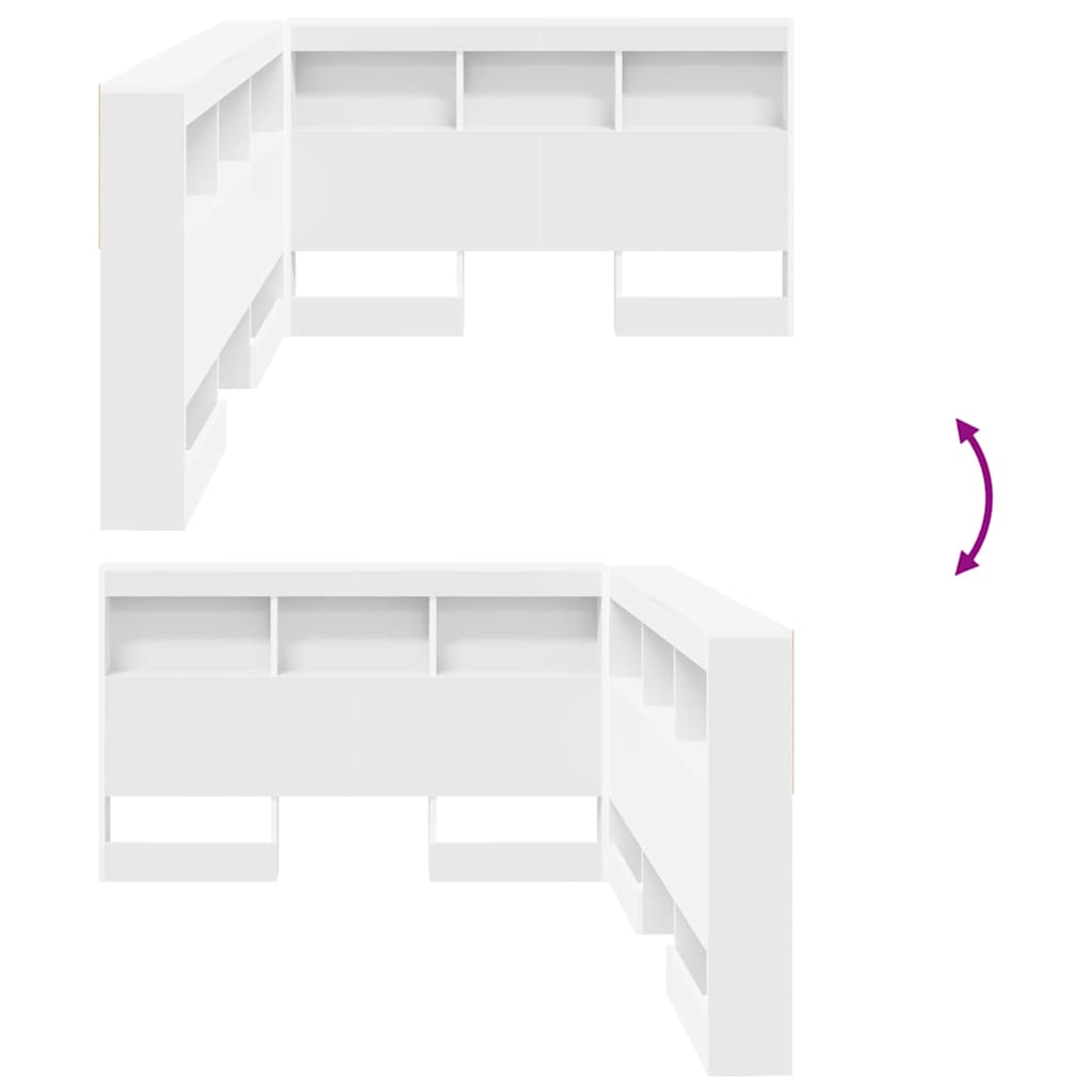 Storage Headboard White 207.5 x 137.5 x 76.5 cm Engineered Wood