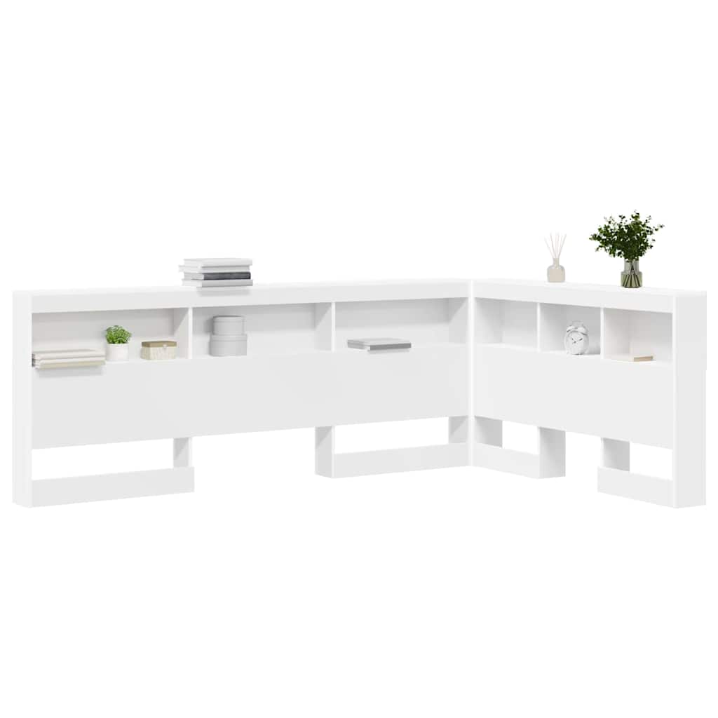 Storage Headboard White 207.5 x 137.5 x 76.5 cm Engineered Wood
