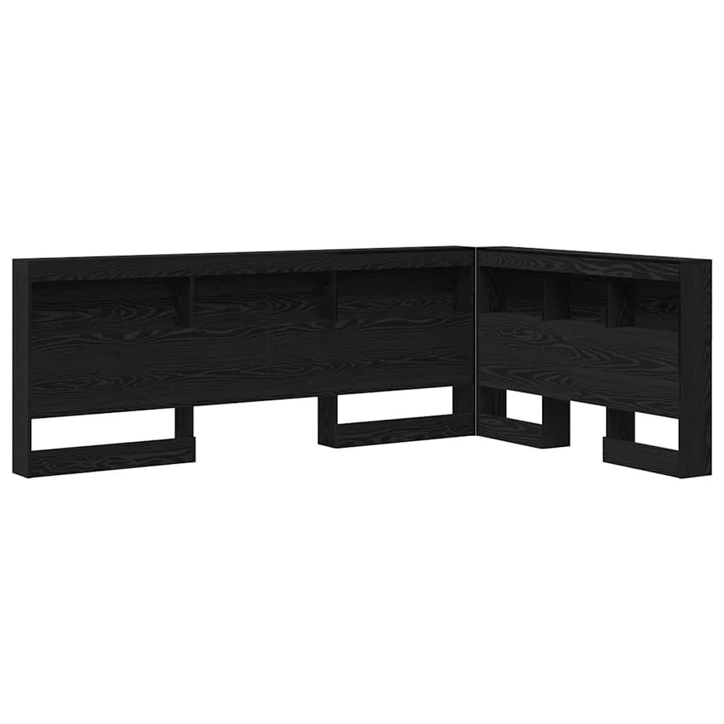 Storage Headboard with Shelf Black Oak 207.5 x 137.5 x 76.5 cm