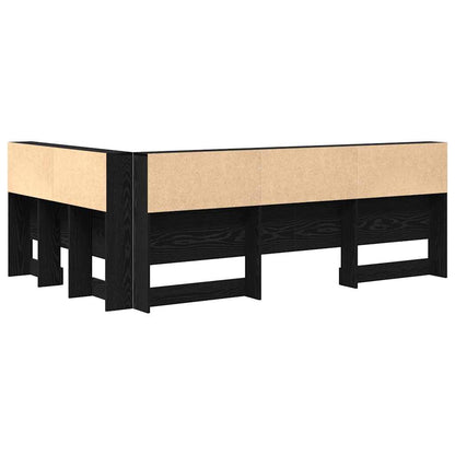 Storage Headboard with Shelf Black Oak 207.5 x 137.5 x 76.5 cm