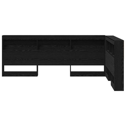 Storage Headboard with Shelf Black Oak 207.5 x 137.5 x 76.5 cm