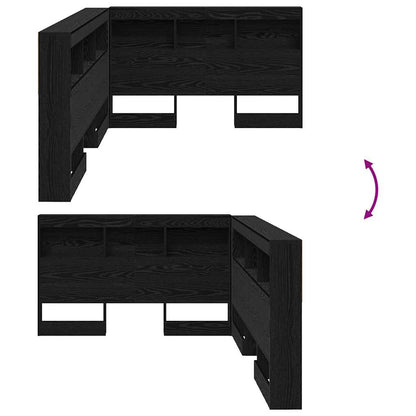 Storage Headboard with Shelf Black Oak 207.5 x 137.5 x 76.5 cm