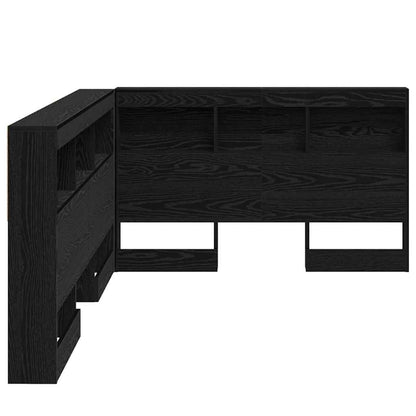 Storage Headboard with Shelf Black Oak 207.5 x 137.5 x 76.5 cm