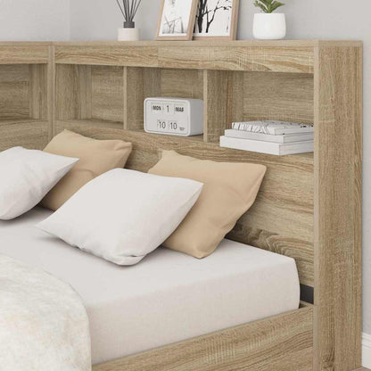 Storage Headboard with Shelf Sonoma Oak 207.5 x 137.5 x 76.5 cm