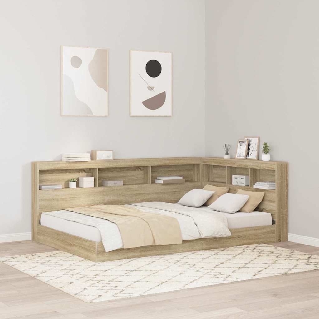 Storage Headboard with Shelf Sonoma Oak 207.5 x 137.5 x 76.5 cm