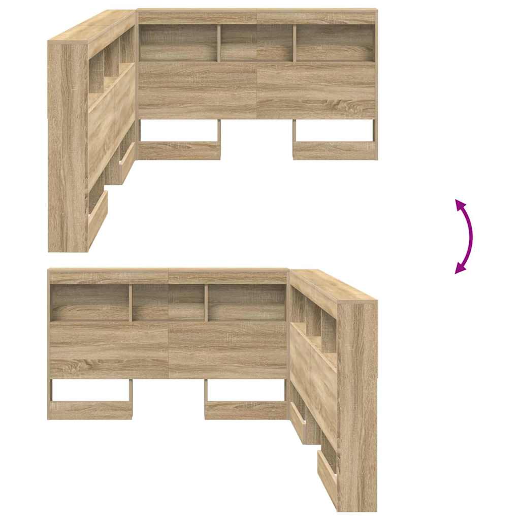 Storage Headboard with Shelf Sonoma Oak 207.5 x 137.5 x 76.5 cm