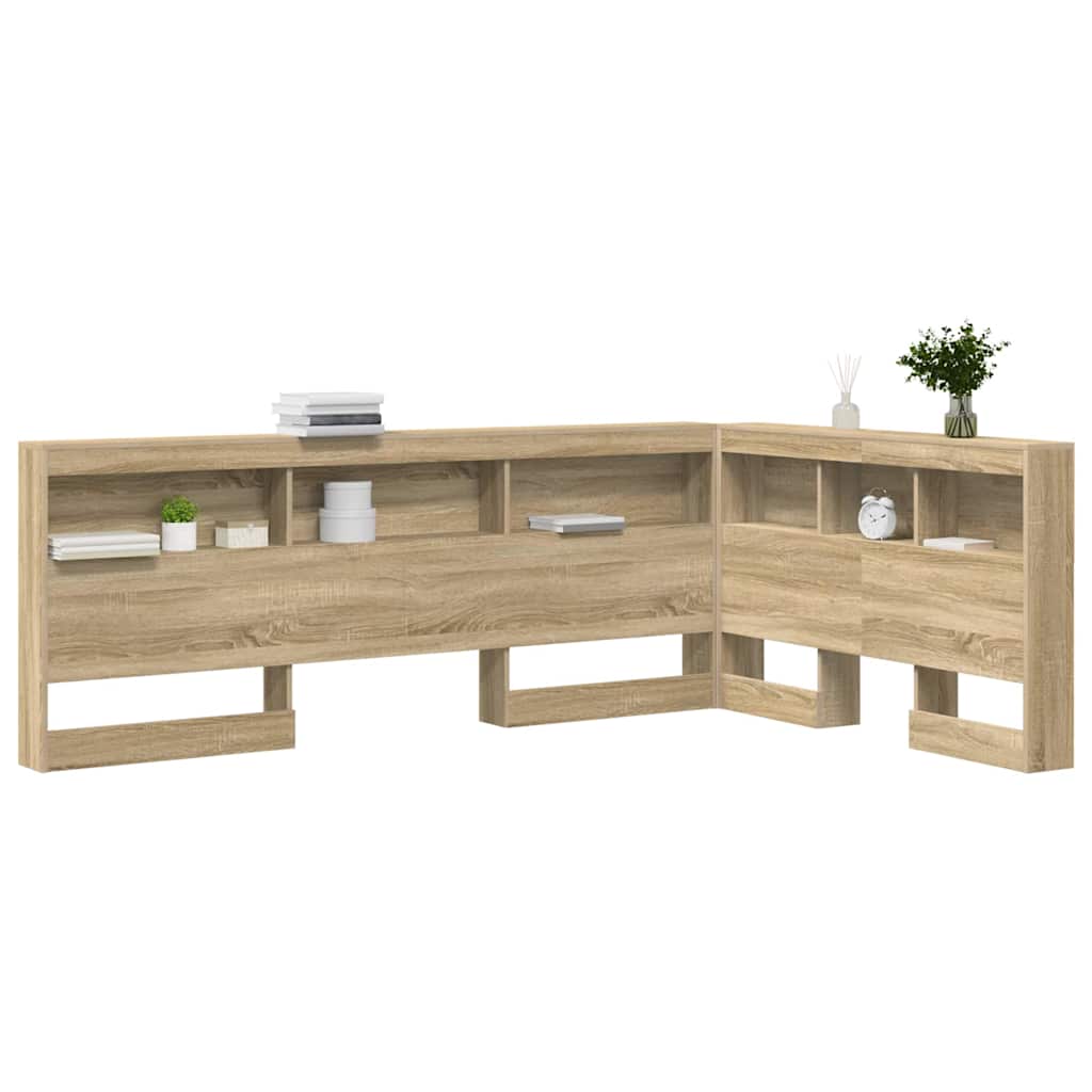 Storage Headboard with Shelf Sonoma Oak 207.5 x 137.5 x 76.5 cm