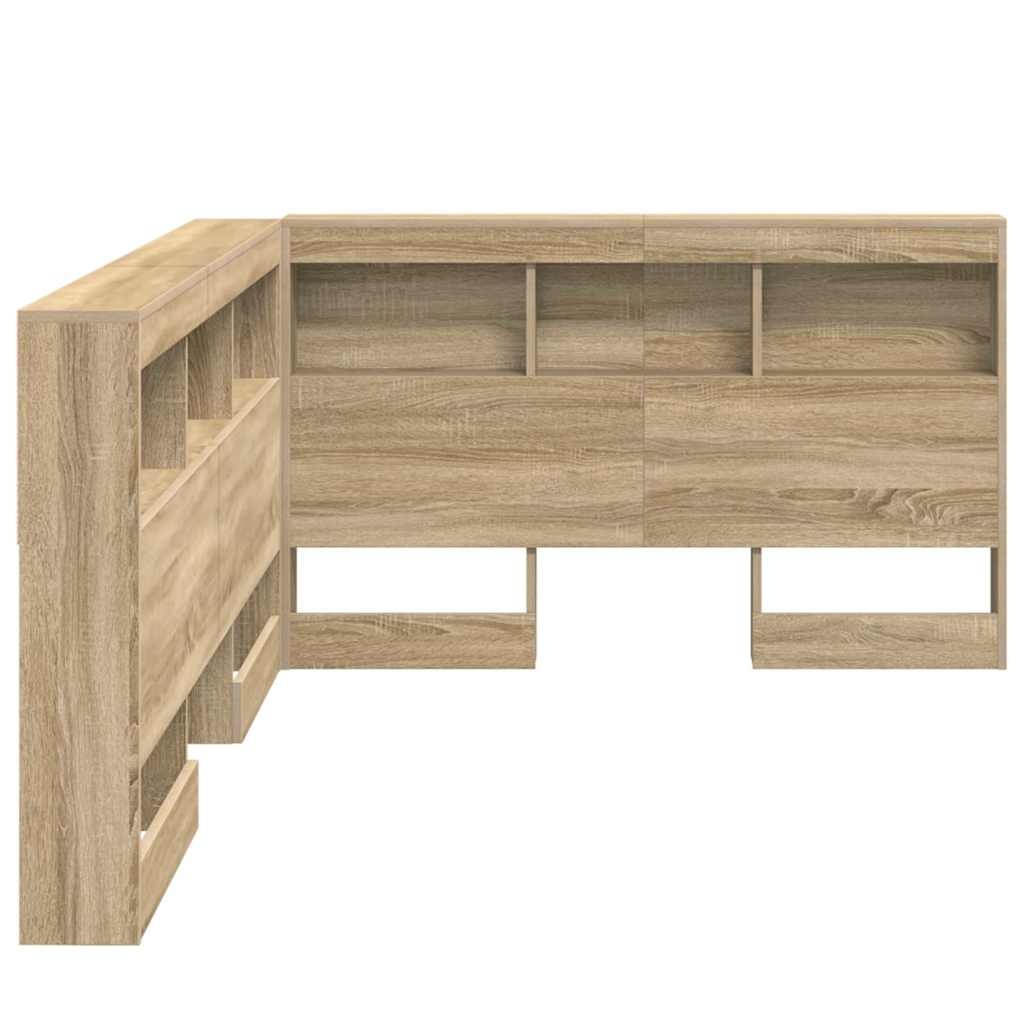 Storage Headboard with Shelf Sonoma Oak 207.5 x 137.5 x 76.5 cm
