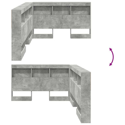 Storage Headboard Concrete Grey 207.5 x 137.5 x 76.5 cm