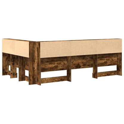 Storage Headboard with Shelf Smoked Oak 207.5 x 137.5 x 76.5 cm