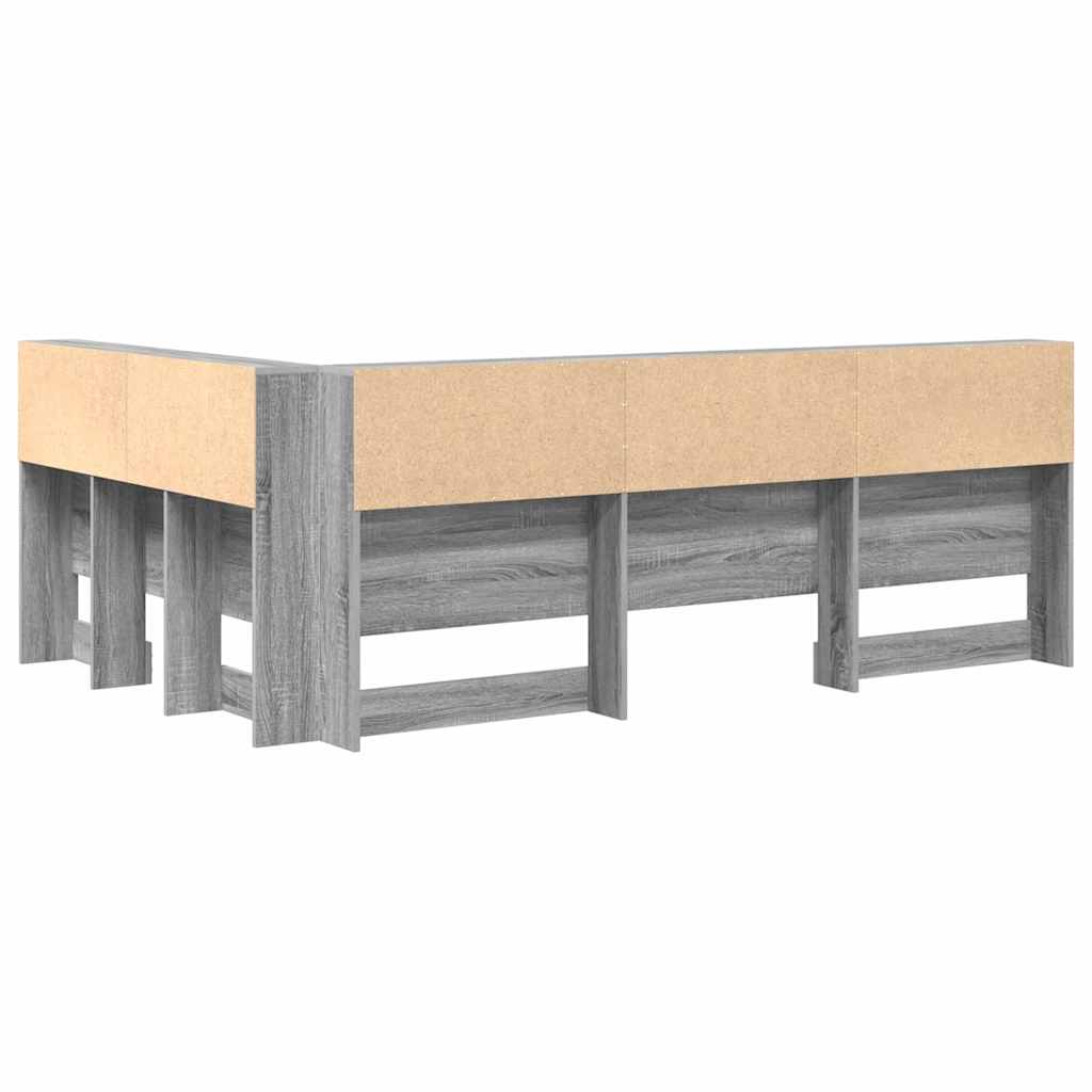 Storage Headboard Grey Sonoma 207.5 x 137.5 x 76.5 cm