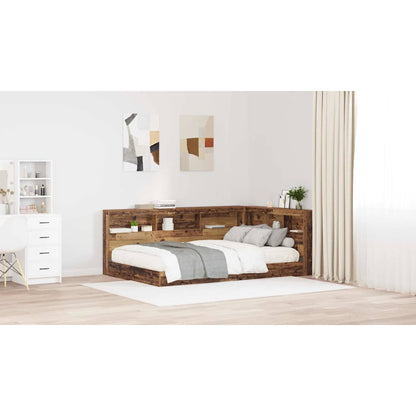 Storage Headboard with Shelf Old Wood 207.5 x 137.5 x 76.5 cm