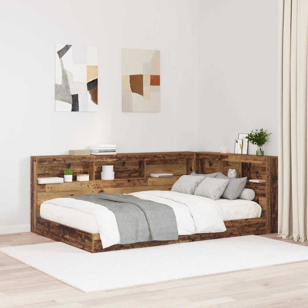 Storage Headboard with Shelf Old Wood 207.5 x 137.5 x 76.5 cm