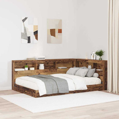 Storage Headboard with Shelf Old Wood 207.5 x 137.5 x 76.5 cm