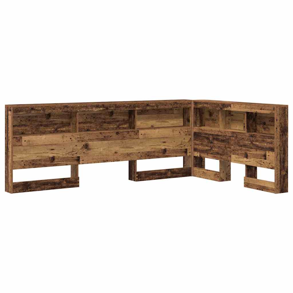 Storage Headboard with Shelf Old Wood 207.5 x 137.5 x 76.5 cm