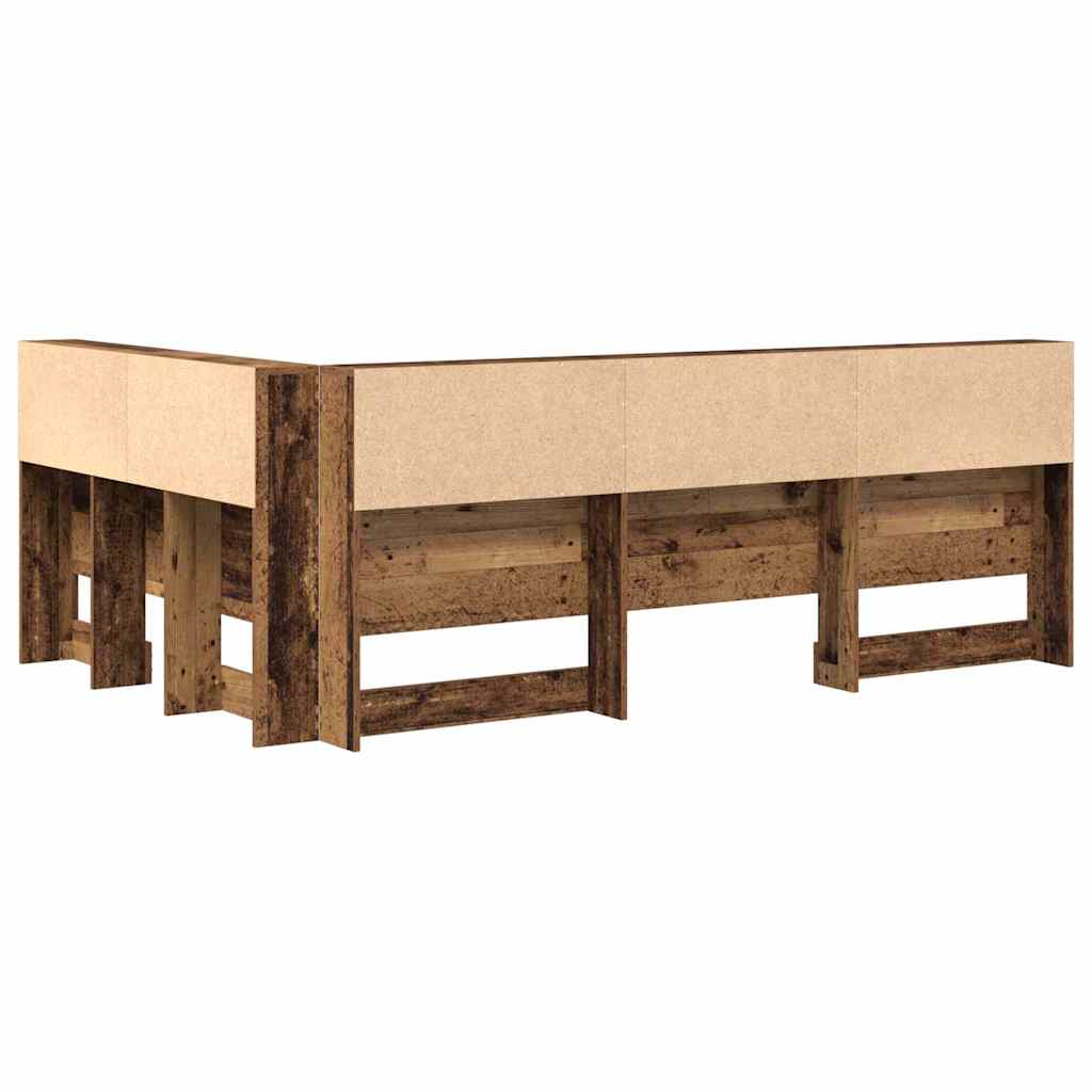 Storage Headboard with Shelf Old Wood 207.5 x 137.5 x 76.5 cm