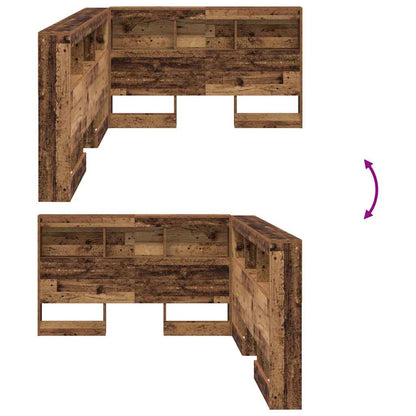 Storage Headboard with Shelf Old Wood 207.5 x 137.5 x 76.5 cm