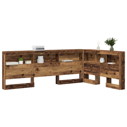 Storage Headboard with Shelf Old Wood 207.5 x 137.5 x 76.5 cm