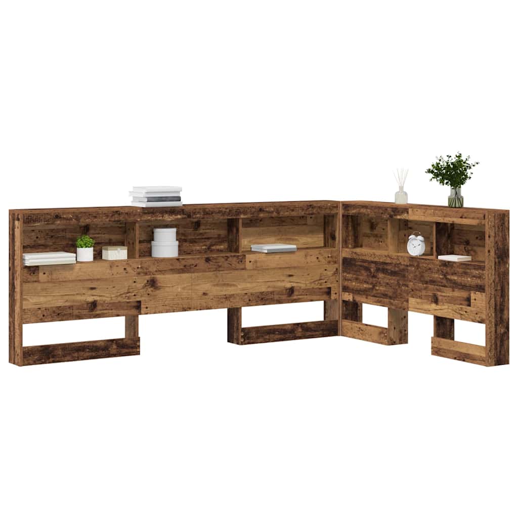 Storage Headboard with Shelf Old Wood 207.5 x 137.5 x 76.5 cm